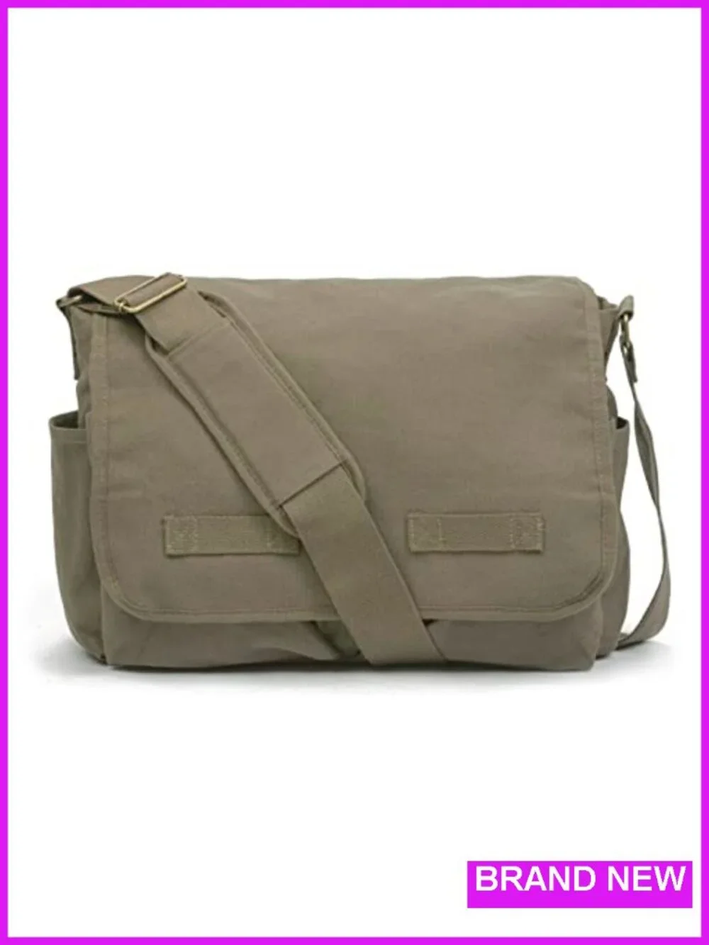 Vintage Messenger Bag - Heavyweight Cotton Canvas Shoulder Bag with Padded Strap